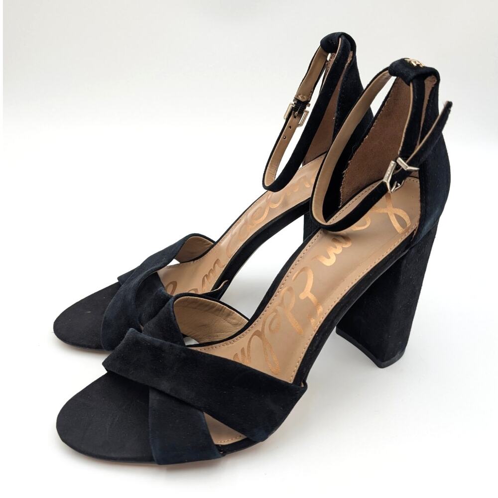 Sam Edelman Yancy Ankle Strap Block Heel Sandals Women's Black Size US10 EU41